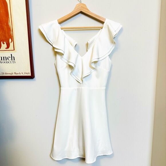 LULUS Divine Darling White‎ Ruffle Skater Dress – Size Small – NWOT - Picture 2 of 9